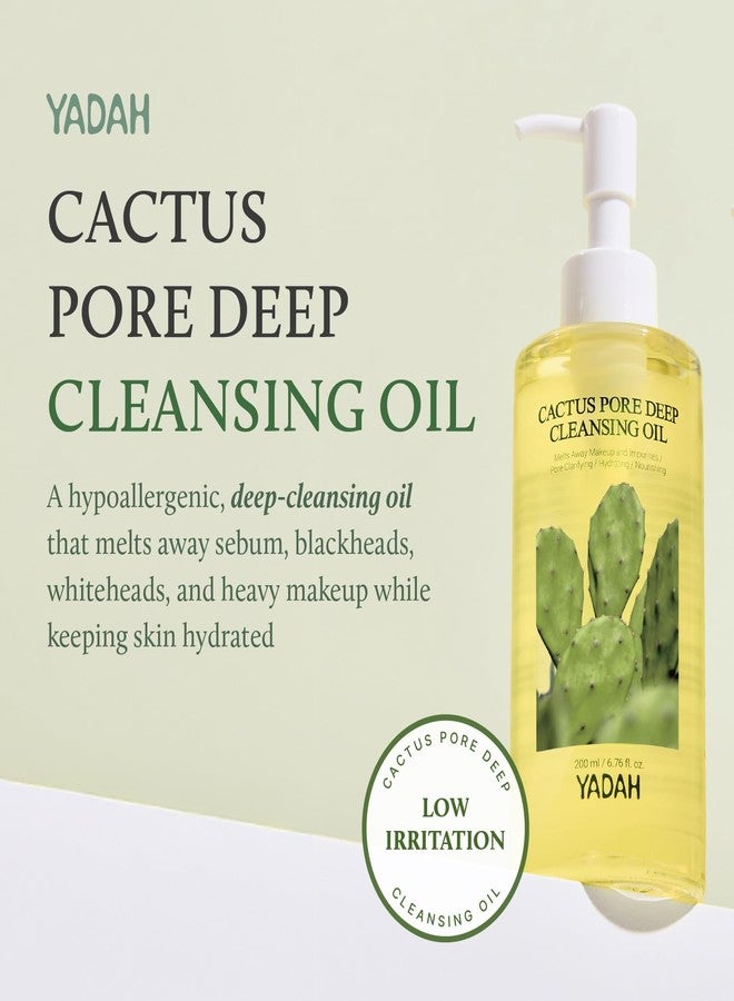 YADAH Cactus Pore Deep Cleansing Oil (6.76 Fl Oz) – Lightweight Daily Facial Cleanser & Daily Makeup Remover with Cactus Seed Oil for Pore Purifying & Balanced Skin, Double Cleansing Korean Skincare - Image 2